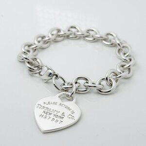 7.5" Please Return to Tiffany & Co New York Large Heart Tag Charm Bracelet